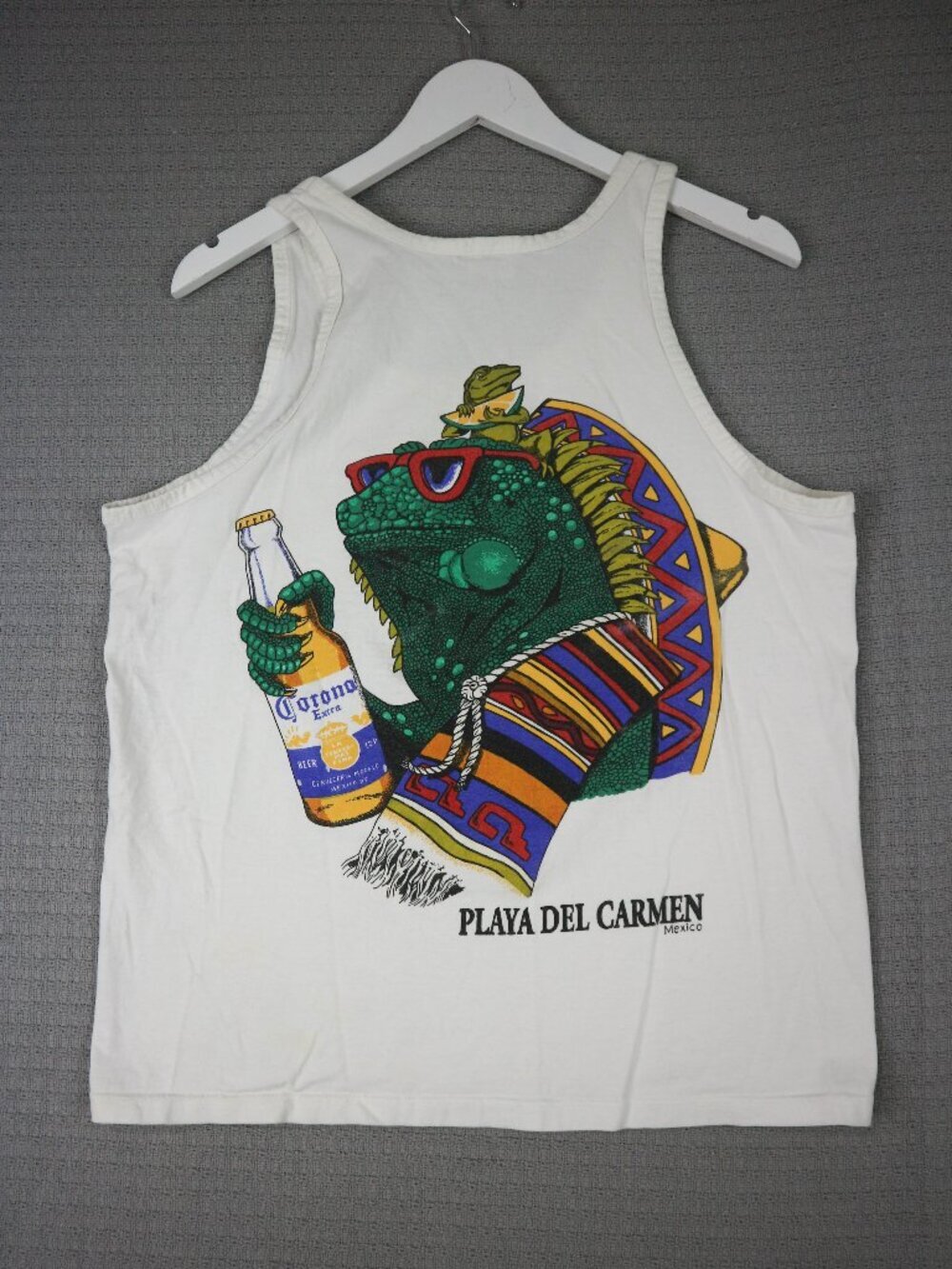 Cancun Reef Mens Large Corona Extra Lizard Tank Top Vintage